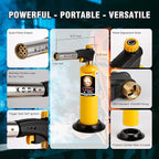 BLAZEAL Propane Torch Kit with 4x MAPP Gas,4-Flame Blow Torch Head with Propane Tank Base for MAP Gas,Work in All Angle,Trigger Start Torch Gun for Welding Brazing Soldering Grill Camping Cooking Food