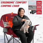 Heated Camping Chair, 3 Heat Levels Oversized Padded Lawn Chair with Side Pockets and Cup Holder, Outdoor Heating Folding Camp Chair for Adults, Fishing, Sports, Picnic, up to 500lbs, Style 3
