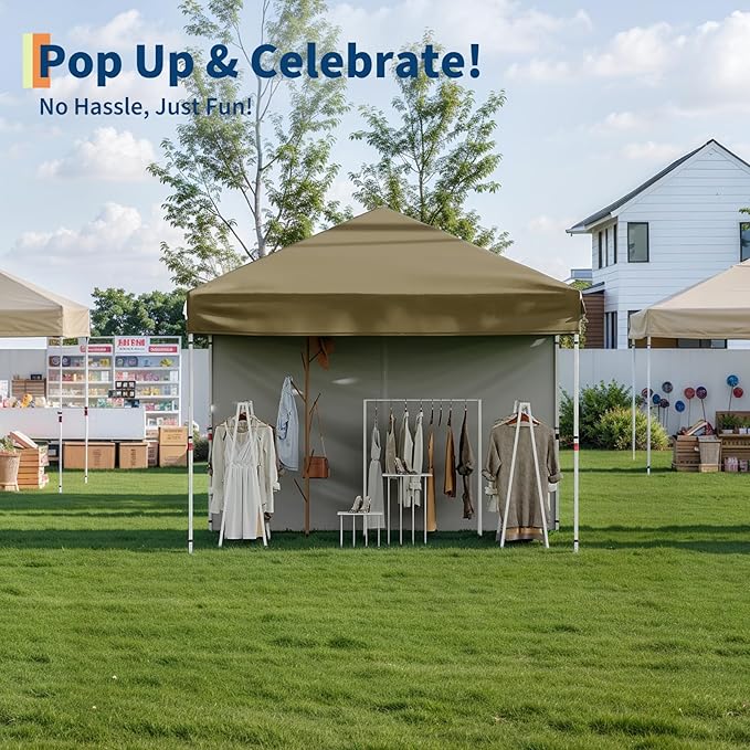Garvee 10x10 Pop Up Canopy Tent, Heavy Duty Commercial Instant Shelter with One-Person Setup, UPF 50+ Waterproof, 100 Sq Ft Shade for Outdoor Events, Camping, Farmers Market