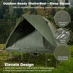 GYMAX 2-Person Tent Cot, 3 in 1 Folding Off-Ground Cot Bed Combo with Portable Wheeled Bag, Waterproof Rainfly, 2 Mesh Doors & Skylight Roof for Hiking, Backpacking, Outdoor