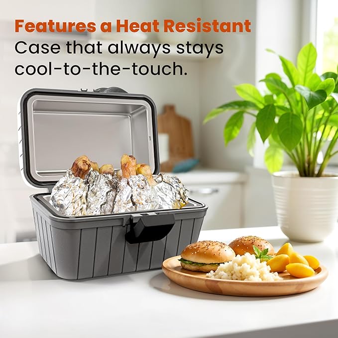 Gideon Heated Electric Lunch Box 12-Volt Portable Stove For Car, Truck, Camping, Etc. - Enjoy Hot Delicious Meals