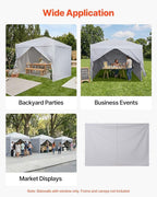 VEVOR Canopy Sidewalls, Fit for 10 x 10 ft Pop Up Canopy Tent, Tent Side Walls w/Waterproof Sunlight Protection Layer for Outdoor Event Tents, Vendor Booth, Camping (3 Sidewalls + 1 Door Curain Only)