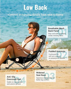 KingCamp Low Beach Chairs, Folding Portable Chair for Adults Lightweight Extra Wide Seat 300lbs Heavy Duty Oversized Backpack, Carry Bag for Camping