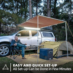 Vehicle Awning, 6.6ft x 8.2ft, Rooftop Pullout Ripstop UPF50+ Side Awning, Reinforced Hinges & Poles for Jeep/SUV/Truck/Van