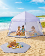 Portable Large Pop Up Kids Indoor Outdoor Tent with Canopy UV Cover,Thick Removable Floor for Sleeping Or Beach Shelter (Lilac)