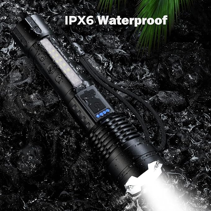 Cinlinso Flashlight High Lumens Rechargeable 2 Pack, 990000 Lumen Super Bright Led Flashlights with 7 Light Modes, IPX6 Waterproof, Powerful Handheld Flash Light for Camping Home Emergencies