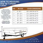 SavvyCraft Waterproof Pop Up Camper Cover, All Weather Protection Tent Trailer Cover fits Popup Folding Camper Trailer 14 Feet to 16 Feet Long