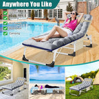 DoCred 3 in 1 Sun Tanning Chair with Face Arm Hole, Heavy Duty Folding Chaise Lounge Chairs, 5-Position Outdoor Lounge Chair for Beach, Pool, Lawn, Yard, Patio