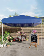 10x10 Pop Up Canopy Tent, Easy Up Canopy with 3 Adjustable Height, Outdoor Sun Shade with 4 Sandbags & Carrying Bag for Camping, Parties,Outdoor Events-Blue