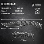 NedFoss Chain Pocket Knife Gifts for Men, Valentines Day Gifts for Him, 3.5 inch Flipper Opening Folding Knives, Cool Knife with 3D Pattern, Camping Hunting Knife Christmas Birthday Gifts For Men Husband Women (Black)