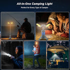 Camping Lights, Rechargeable Telescopic Camping Lights with Stand,12,000mAh Camping Lanterns & Lights with RGB, Magnetic Base, Portable Flashlights for Camping, Hiking, Emergency