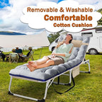 ABORON Patio Lounge Chair, Folding Guest Bed Cot for Adults, 500LB Heavy-Duty Capacity, Portable Extra Bed with Comfort Mat, Quick Fold Design for Indoor Guest Stays & Temporary Use