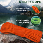 TECEUM Rope – 90 Feet x 3/8 Inch (10mm) – Orange – Strong All-Purpose Utility Rope – Camping, Crafting, Flag Pole, Indoor & Outdoor – Polypropylene Nylon Poly Lightweight Diamond Braided Cord