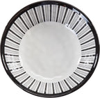 Paseo Road Ranch Life 14 Piece Melamine Plastic Dinnerware Set with Plates, Bowls and Serving Platter, Black and White, Southwestern Rustic Cabin Lodge Farmhouse Style