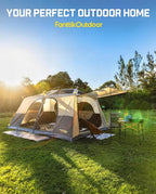 FanttikOutdoor Zeta C8/C10 Apex Camping Tent, 8/10 Person Instant Cabin Tent Setup in 60s, Family Tent with Carry Bag for Family Camping & Hiking, Waterproof, Upgraded Ventilation