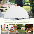 Fivenl 6 FT Round Folding Tables White Foldable Table, Fold-in-Half with Carrying Handle Portable Plastic Table for Party, Dining, Wedding, Camping, Picnic, Indoor Outdoor Events