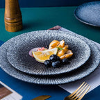 Camping Plates Fruit Tray Ceramic Flat Plate Dessert Plate Salad Plate Dinner Plate Home Tableware Kitchen Restaurant Flat Plate Round Steak Plate Decorative Plate(06,B)
