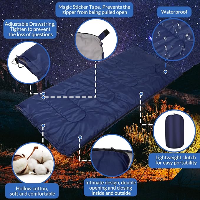 Macarrie 12 Pack Camping Sleeping Bags for Adults Homeless Bulk Cold Weather Kids Sleeping Bag Lightweight Waterproof Compression Sack for Backpacking Traveling Hiking Outdoor Shelter