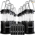 8 Pack LED Camping Lantern, LED Lanterns, Suitable Survival Kits for Hurricane, Emergency Light for Storm, Outages, Outdoor Portable Lanterns, Black, Collapsible | Batteries Included