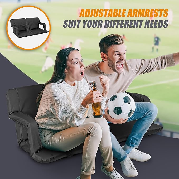 Nova Microdermabrasion 20.5"/25" Wide Stadium Seat for Bleachers w/Back Support Padded Cushion Portable Reclining Bleacher Seats Camping Stadium Chair Waterproof