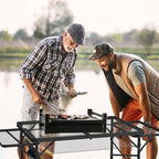 Folding Table with 2 Wing Panels, 3x2 FT Camping Table with Mesh Desktop,Height Adjustable Folding Grill Table with Mesh Bag,Portable Outdoor Table for Picnic,Camping,BBQ,Beach(Black)