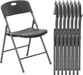 DUMOS 8 Pack Folding Chairs Heavy Duty with Ergonomic Back - Plastic Stackable Portable Dining Chiars Set, for Home and Office, Conference, Wedding, Party, Patio, Garden, for Indoor Outdoor, Black