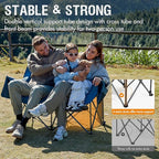 PORTAL Double Camping Chair, 2 Person Folding Loveseat for Adults, Padded Cushion Camp Lawn Love Seat with Side Pocket Portable Couch, Two Person Heavy Duty Wide Chairs with Cup Holder, 600 lbs