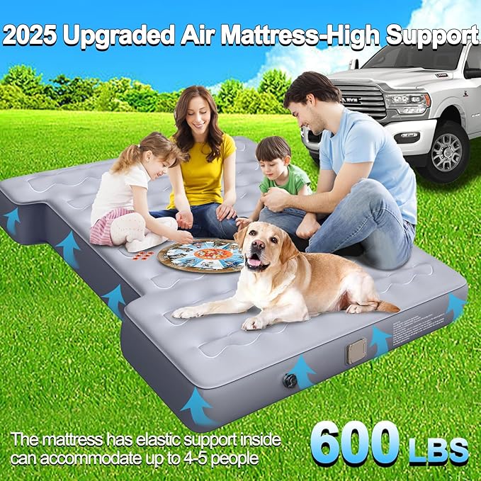 Customized for Ram Truck Bed Mattress 6.4Ft, Self-Inflating Portable Pickup Air Mattress, Ram Truck Camping Mattress with Cordless Air Pump, Ram 1500 2500 3500 Accessories 2025-2018