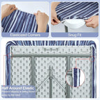 Picnic Table Cover with Bench Covers Camping Essentials Waterproof Windproof Camping Tablecloth with Drawstring Bag, Fitted Rectangle Tables and Seats, 72in, Navy Blue Stripes