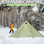 DANCHEL OUTDOOR Backpacking Hot Tent with Stove Jack, 4 Season Lightweight Tipi Tent for 2/4/6 Person Winter Camping Hunting, 10.5FT-16.4FT