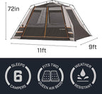 Bushnell Instant Tent | 6 Person / 9 Person / 12 Person Shield Series Instant Tents Cabin Design Perfect for 3 Season Family Camping, Hunting, and Fishing with Fast Setup | Instant Tents, Cabin Design, Family Camping, Hunting, Fishing, Fast Setup
