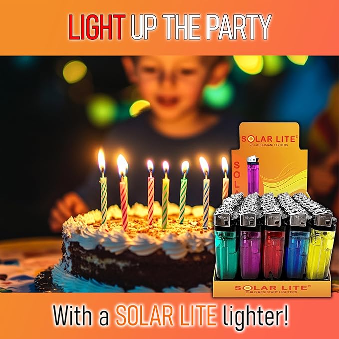 Disposable Lighters (Pack of 100) | Solar Lite® - Bonus Free 5-Pack lighters Included with Every 100pk Purchase.