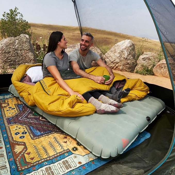 Kelty Kush Queen Air Bed W/Battery-Powered Pump, PVC-Free Queen Air Mattress, Comfy and Plush 6-inch Pad, Carry Bag Included - Indoor/Outdoor Camping Air Bed