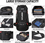 Hiking Backpack Camping Light Travel Backpack for Men Women with Shoe Compartment Rain Cover Can Hang Water Bag Green Blue Black Optional for Hiking Camping Traveling 60L Capacity