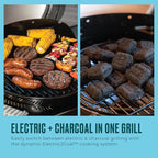 Charbroil 3-in-1 Dual Fuel Outdoor Bistro Pro Electric Grill & Griddle + Charcoal Mode BBQ, Black - 25302145