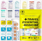Travel Essential Medicine First Aid Kit I Bonus Medical Supplies I TSA Compliant Mini Size Medkit for Traveling Camping Trips Individually Packed 64 Tablets (Refill Pack)