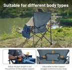 Timber Ridge Oversized Folding Camping Chair with Lumbar Support Adjustable High Back Heavy Duty for Adults Support up to 500lbs with Cup Holder, Cooler Bag, Side Pocket, Blue