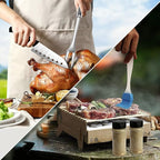Odoland 14pcs Camping Cooking Utensils Set, Stainless Steel Outdoor Kitchen Cookware Kit, Portable Storage Bag for Knife, Fork, Spoon, Chopping Board, Chef's Knife, Camping, Grilling, Picnic and BBQ