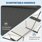 Heavy Duty 2 Person Double Hammock with Portable Adjustable Steel Stand, Outdoor Hammock with Pillow for Patio, Garden, Beach, Backyard Camping