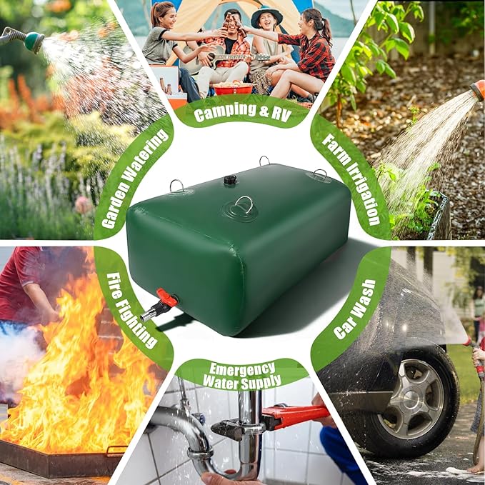 400 L/105.7 Gallon Water Storage Bladder, Foldable Portable Water Bladder Tank, Large Capacity Water Bag Container for Camping, Truck, RV, Emergency, Outdoor