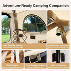 2025 Upgraded Waterproof Inflatable Camping Tent, Large Blow-Up Air Tent, No Assembly Needed Luxury Glamping House, Oxford Fabric