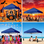 Anytee-10x10 Pop Up Canopy Tent, Easy Up Waterproof Outdoor Canopy with Wheeled Bag, Sun Shade for Patio, Backyard, Parties, Camping-Navy Blue Ventilated