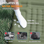 Camping Sleeping Pad, 5" Ultralight Inflatable Sleeping Mat with Pillow, Built-in Foot Pump Inflatable Sleeping Pads Compact for Camping Backpacking Hiking Traveling Tent (Green)