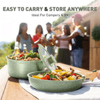 MAISON ARTS Detachable Handle Induction Pots and Pans Set, 10 Piece Non Stick Kitchen Cookware Sets, Stackable Green Granite RV Cooking Set for Camper