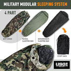 Military Sleeping Bag System Tactical Gear – 4-Part Modular Sleeping Bags Cold Weather Includes Stuff Sack, Bivy Cover, Intermediate Cold Weather and Patrol Bag – Waterproof and Lightweight