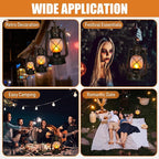 Retisee Vintage LED Lantern Battery Powered Camping Lamp Indoor Outdoor Hanging Lantern Flickering Fire Lamps with Remote Control for Patio Yard Door Front Decor(4 Pcs)