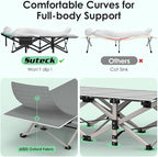 Suteck Camping Cot, Folding Camping Cot Bed for Adults Sleeping 1200D Double Layer Oxford Portable Folding Outdoor Cots for Camping W/Soft Pad Carry Bag for Home Office Nap Beach Travel, 500LBS,Purple