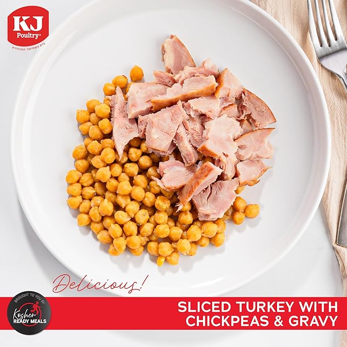 KJ Poultry Kosher Ready Meals - Turkey Shwarma, MRE Meat Meals Ready to Eat, Gluten Free, Halal, (6 Pack) Prepared Entree Fully Cooked, Shelf Stable Microwave Dinner, Travel, Military, Camping