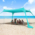 ihuan Beach Tent Sun Shelter 10X10FT UPF50+ with 4 Aluminum Foldable Poles, Easy Setup Outdoor Shade Canopy for 8 Person, Camping Sun Shelter for Fishing, Family Trips, Backyard Picnics