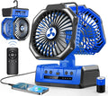 Dual Head Portable Rechargeable Fan 20000mAh Battery Powered Camping Fan Cordless with LED Lantern & Remote, Auto Oscillation, Hook, Battery Operated for Tent Office Travel Picnic Jobsite Orange